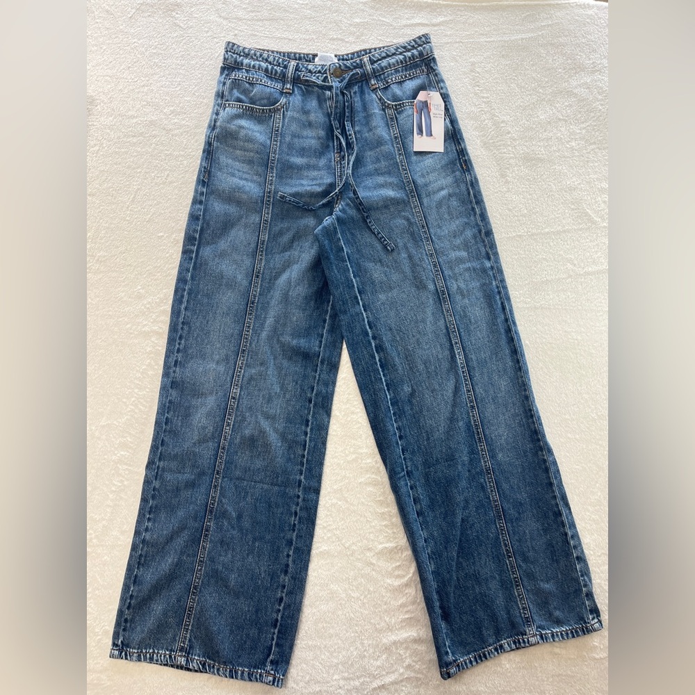 New Wide-Leg Blue Denim Jeans size 0